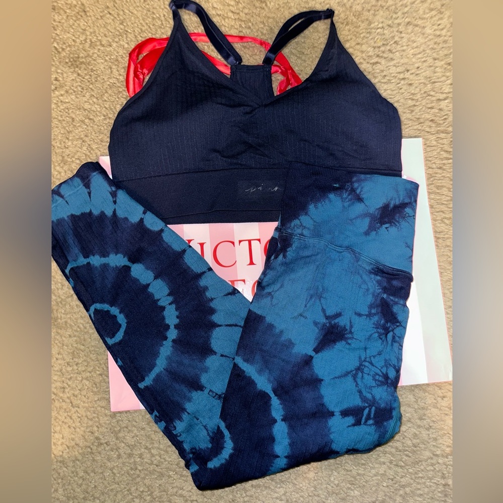 Pink, sports bra and legging set